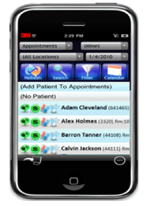 Image: The 3M Mobile Physician Solution on the Apple iPhone (Photo ourtesy of 3M Health Information Systems).